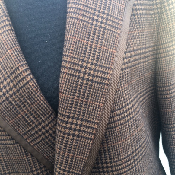 NWOT Cottagecore Plaid Classic Virgin Wool Aquascutum Brown Blazer - Picture 3 of 6